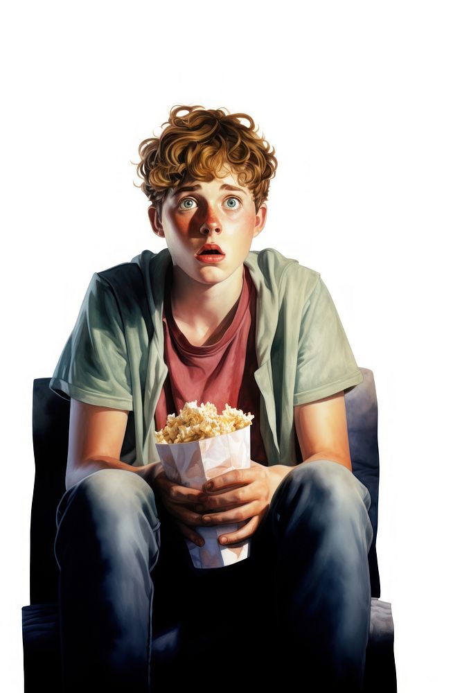 Popcorn sitting food teen. AI generated Image by rawpixel.