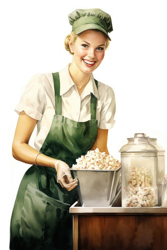 Popcorn smile food white background. AI generated Image by rawpixel.