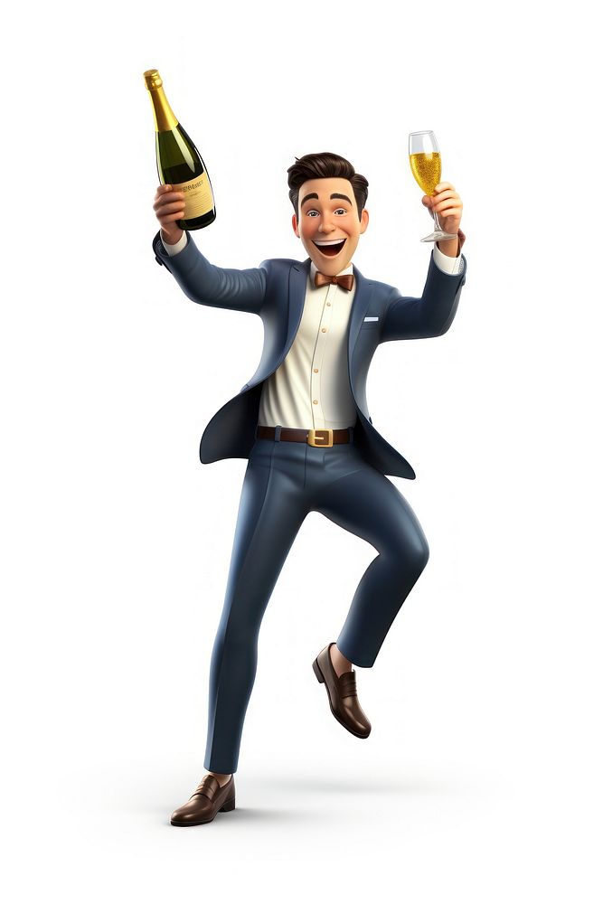 Champagne cartoon bottle adult. AI generated Image by rawpixel.
