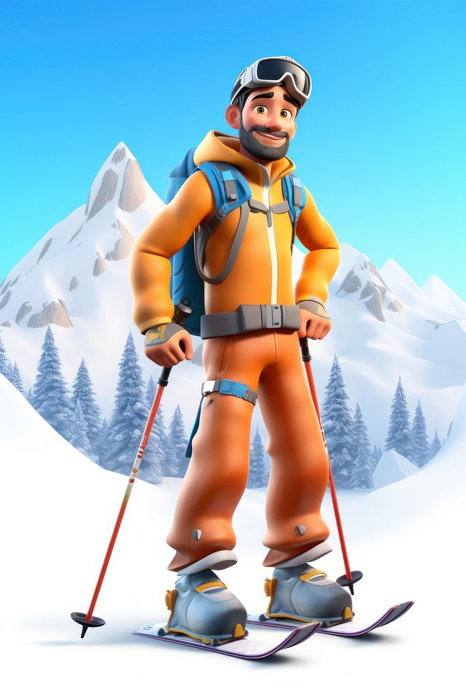 Skiing recreation adventure mountain. AI generated Image by rawpixel.
