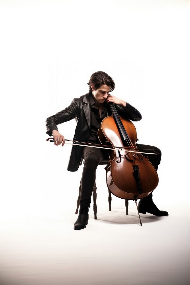 Cello adult male white background. AI generated Image by rawpixel.