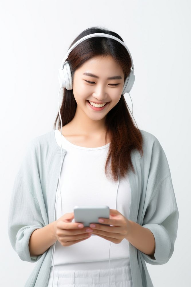 Headphones adult smile photo. AI generated Image by rawpixel.