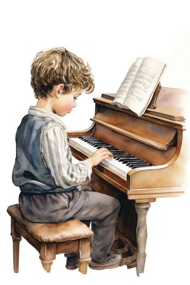 Piano child keyboard musician. AI generated Image by rawpixel.