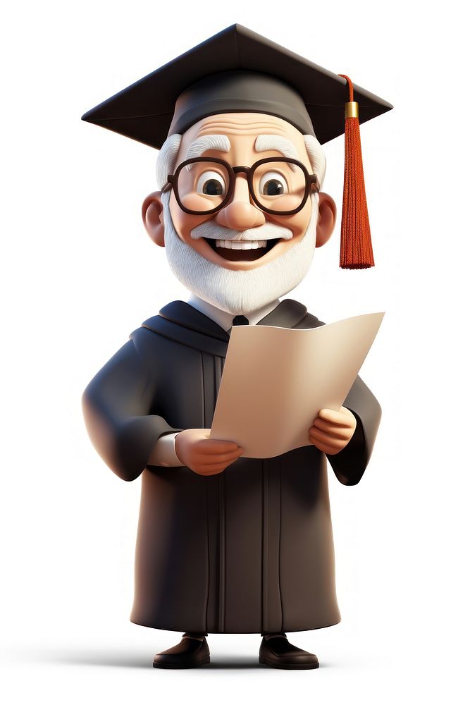 Graduation cartoon white background graduation gown. AI generated Image by rawpixel.