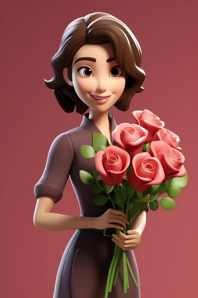 Rose cartoon flower plant. AI generated Image by rawpixel.