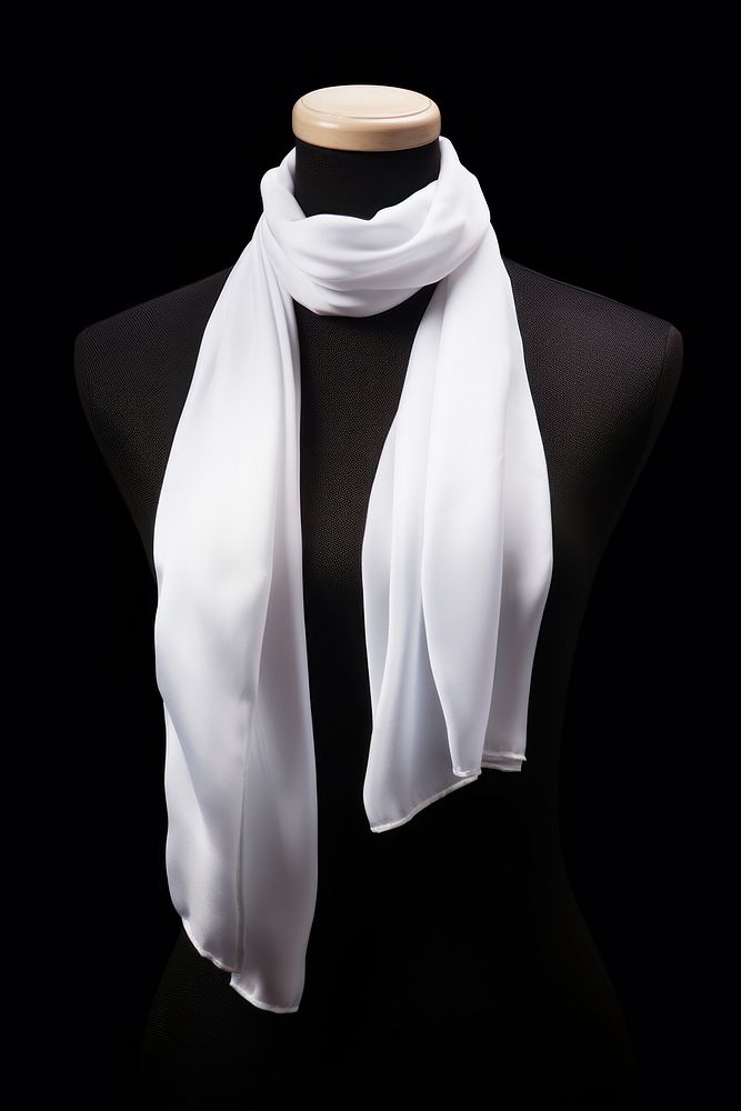 Scarf white black black background. 