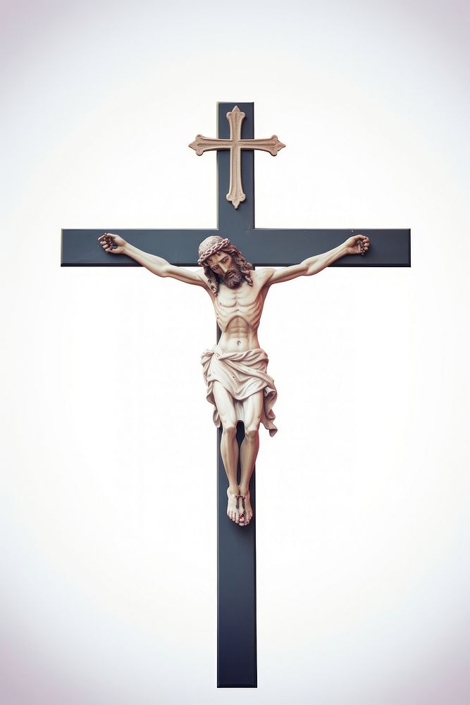 Cross crucifix symbol white background. AI generated Image by rawpixel.