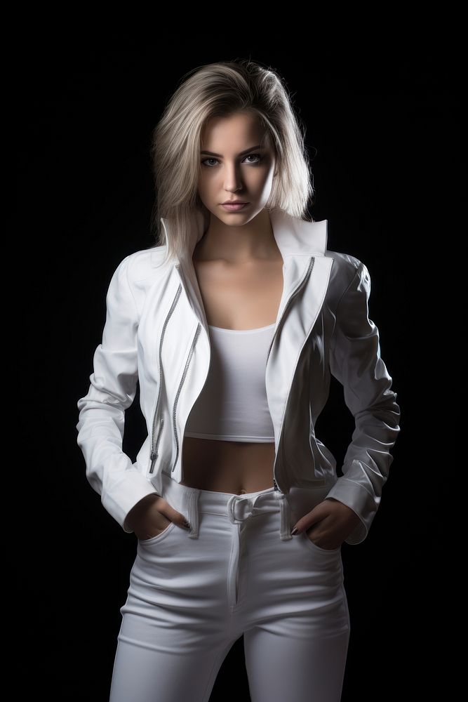 Jacket portrait white black. AI generated Image by rawpixel.