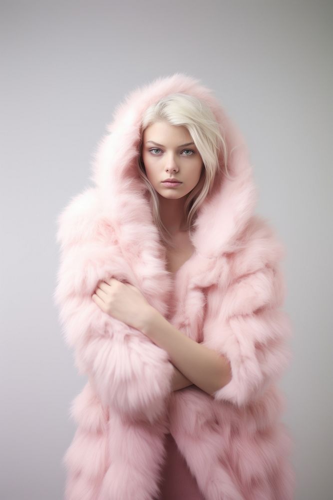 Coat fur adult pink. 