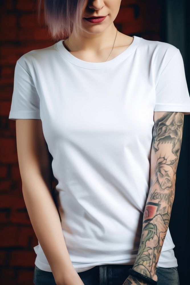 T-shirt tattoo sleeve white. AI generated Image by rawpixel.
