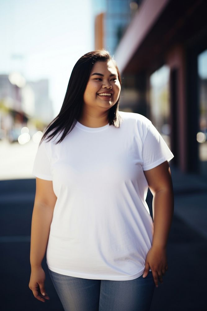 T-shirt outdoors smiling adult. 