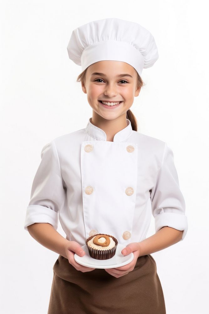Chef smiling adult white background. 