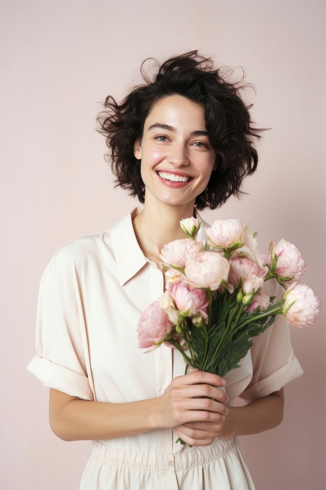 Portrait holding flower adult. AI generated Image by rawpixel.