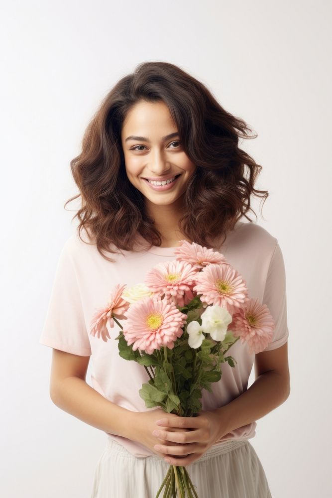 Portrait holding flower adult. 