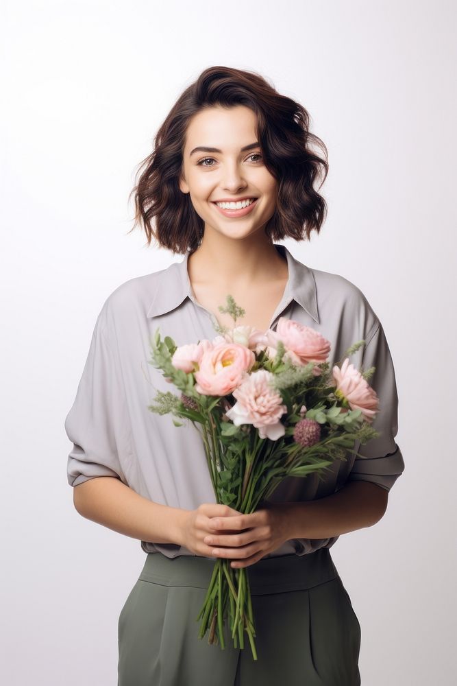Portrait holding flower adult. AI generated Image by rawpixel.