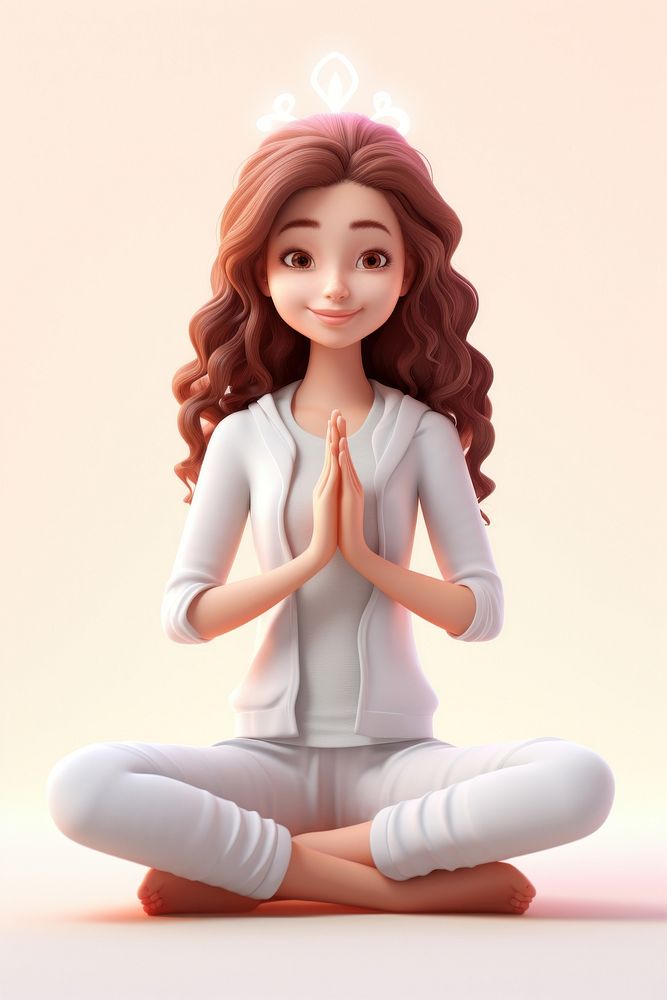 Cartoon yoga doll toy. AI generated Image by rawpixel.