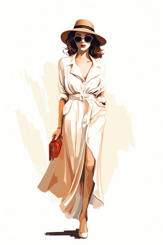 Fashion drawing dress sunglasses. AI generated Image by rawpixel.