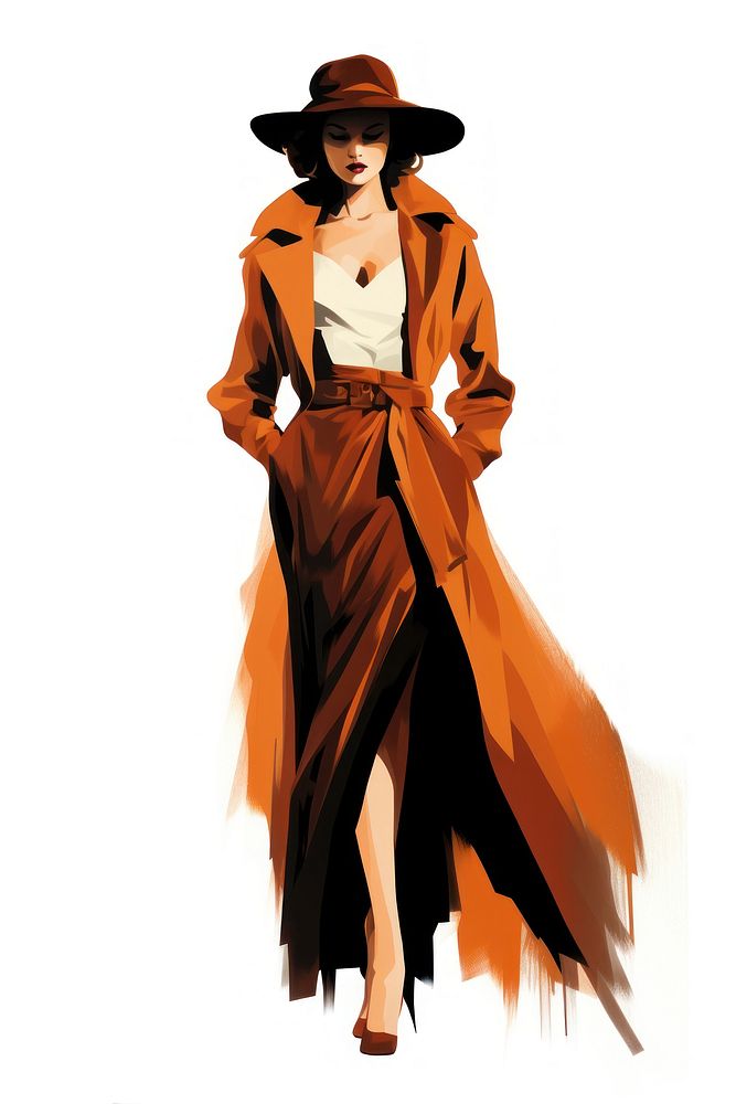 Fashion overcoat drawing white background. AI generated Image by rawpixel.