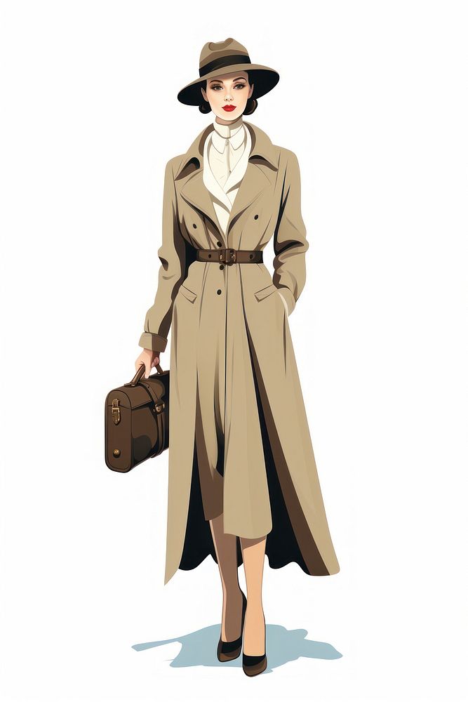 Overcoat drawing fashion white background. AI generated Image by rawpixel.