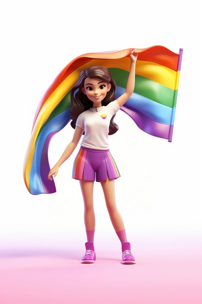 Holding rainbow cartoon women. AI generated Image by rawpixel.