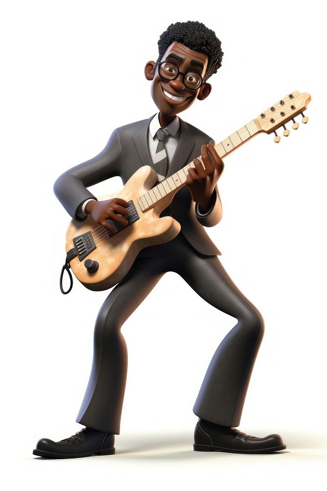 Guitar musician cartoon white background. AI generated Image by rawpixel.