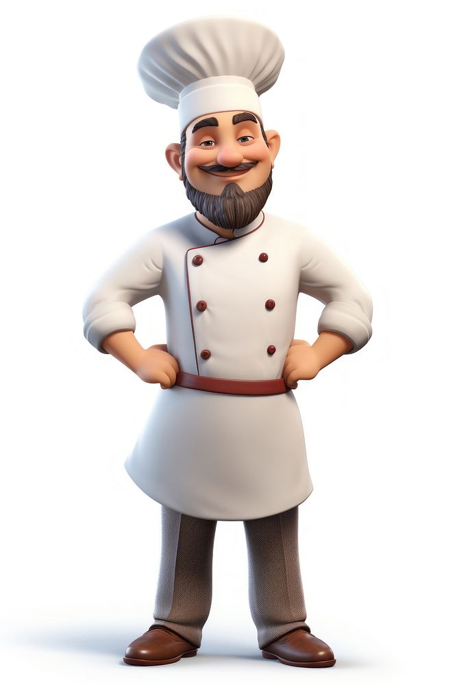 Cartoon adult chef white background. AI generated Image by rawpixel.