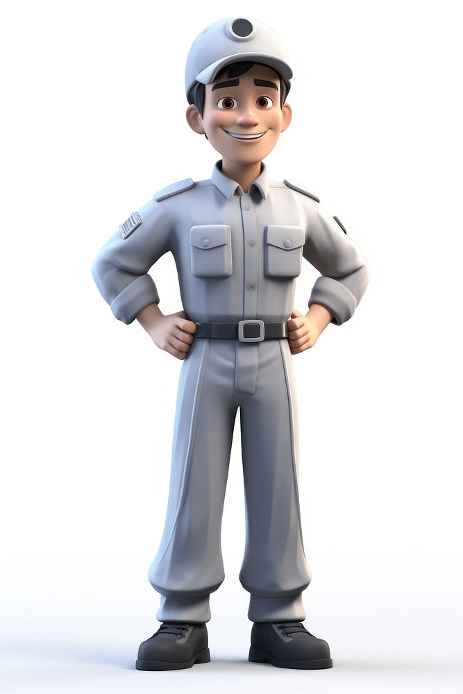 Uniform cartoon male white background. AI generated Image by rawpixel.