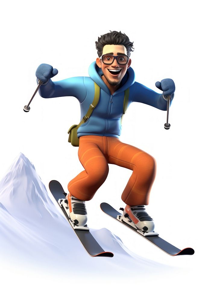 Skiing jumping cartoon sports. AI generated Image by rawpixel.