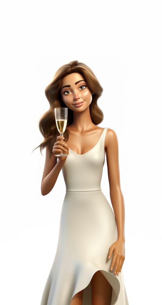 Champagne portrait holding dress. AI generated Image by rawpixel.