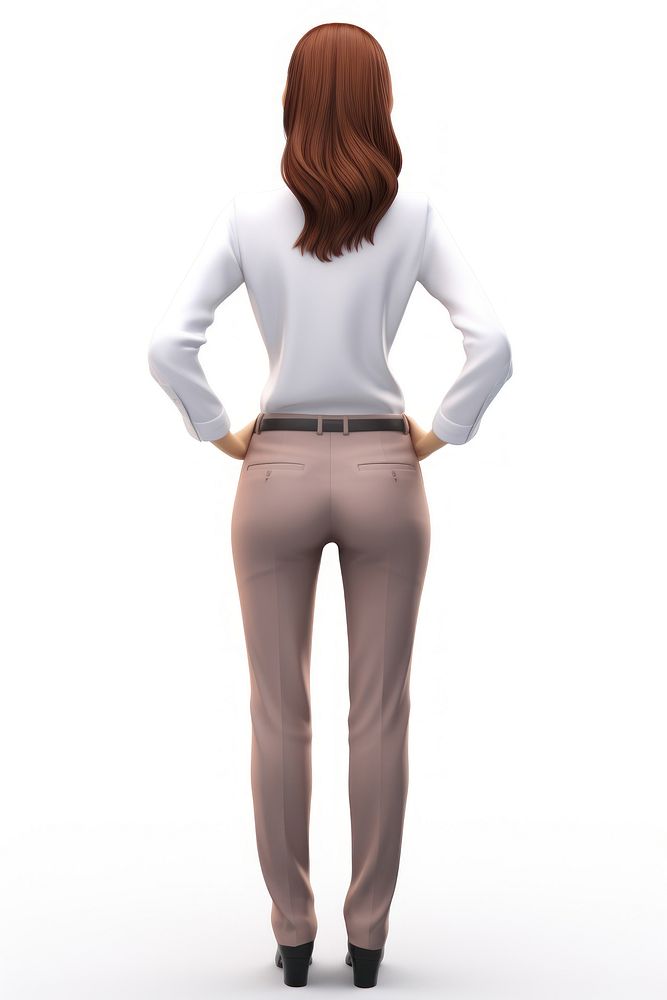 Adult trousers woman white background. AI generated Image by rawpixel.