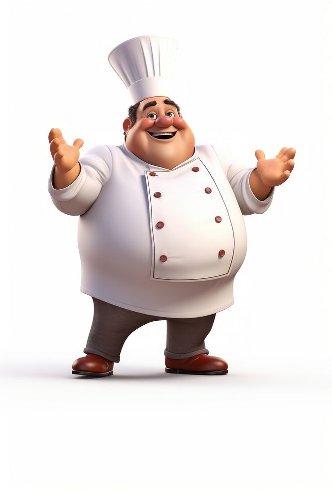 Portrait cartoon chef white background. AI generated Image by rawpixel.
