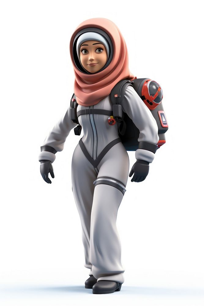 Astronaut female adult white background. AI generated Image by rawpixel.