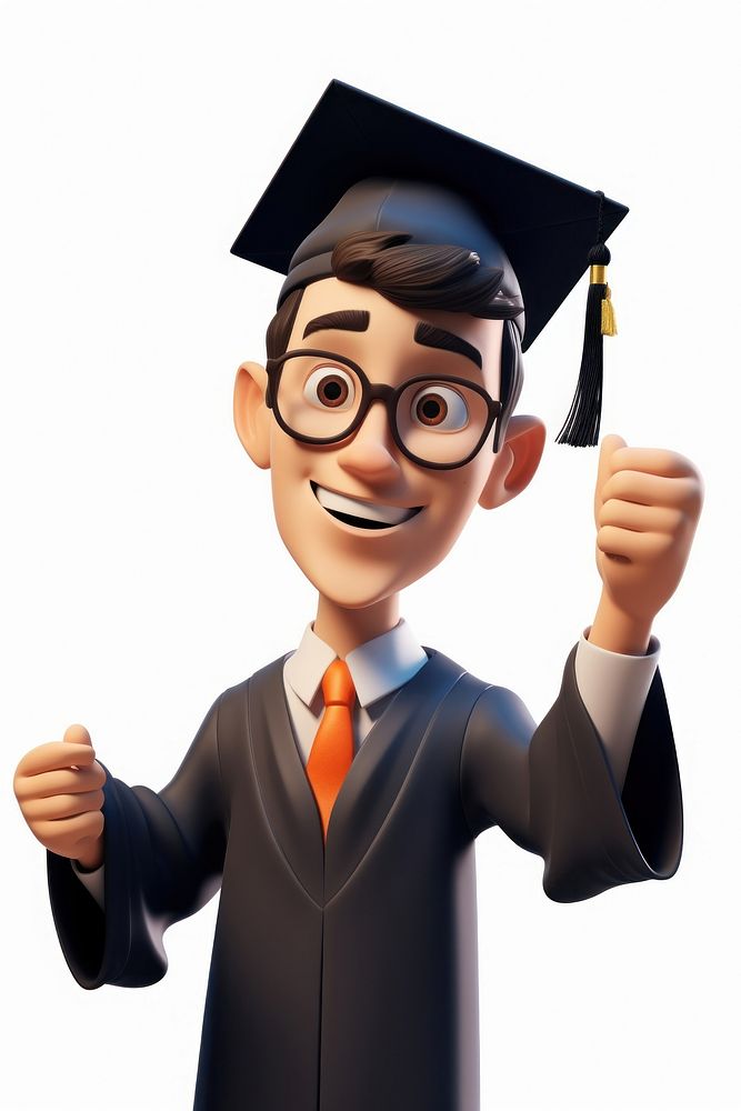 Graduation glasses holding cartoon. AI generated Image by rawpixel.