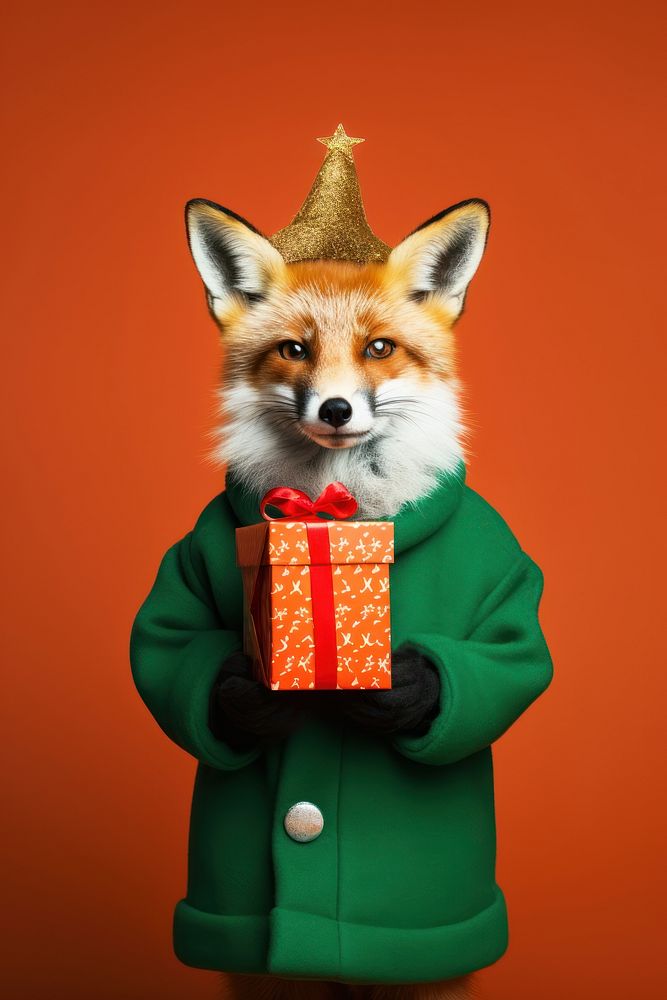 Fox christmas portrait mammal. 