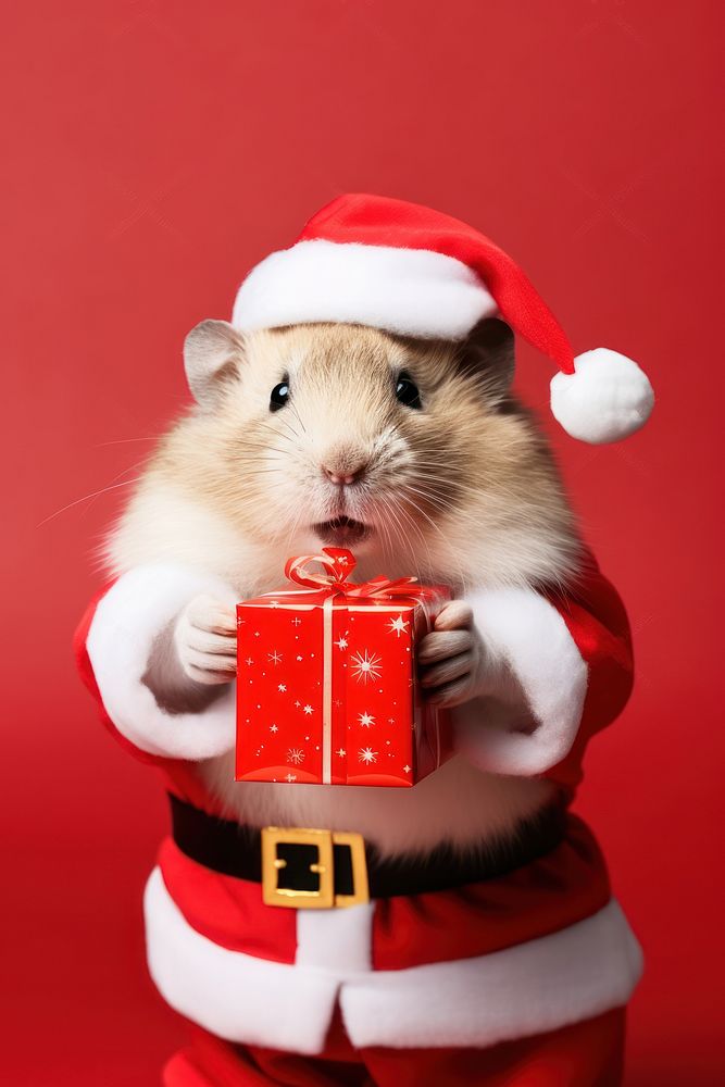Hamster christmas portrait mammal. AI generated Image by rawpixel.