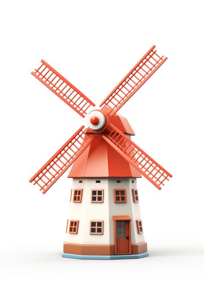 Windmill white background architecture playhouse. AI generated Image by rawpixel.