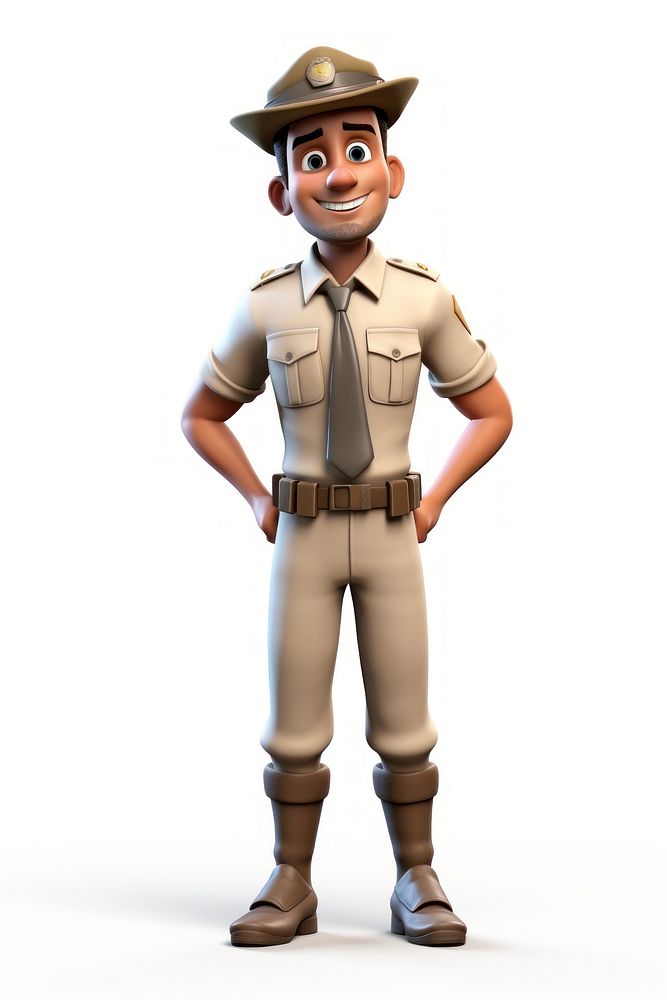 Cartoon officer white background accessories. AI generated Image by rawpixel.