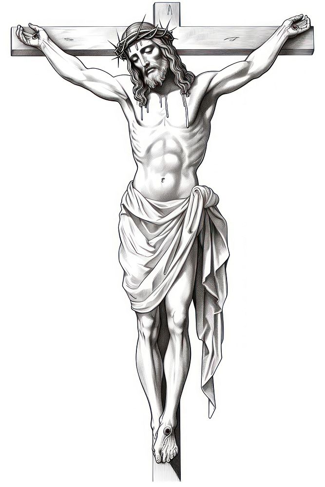 Crucifix drawing symbol sketch. AI generated Image by rawpixel.