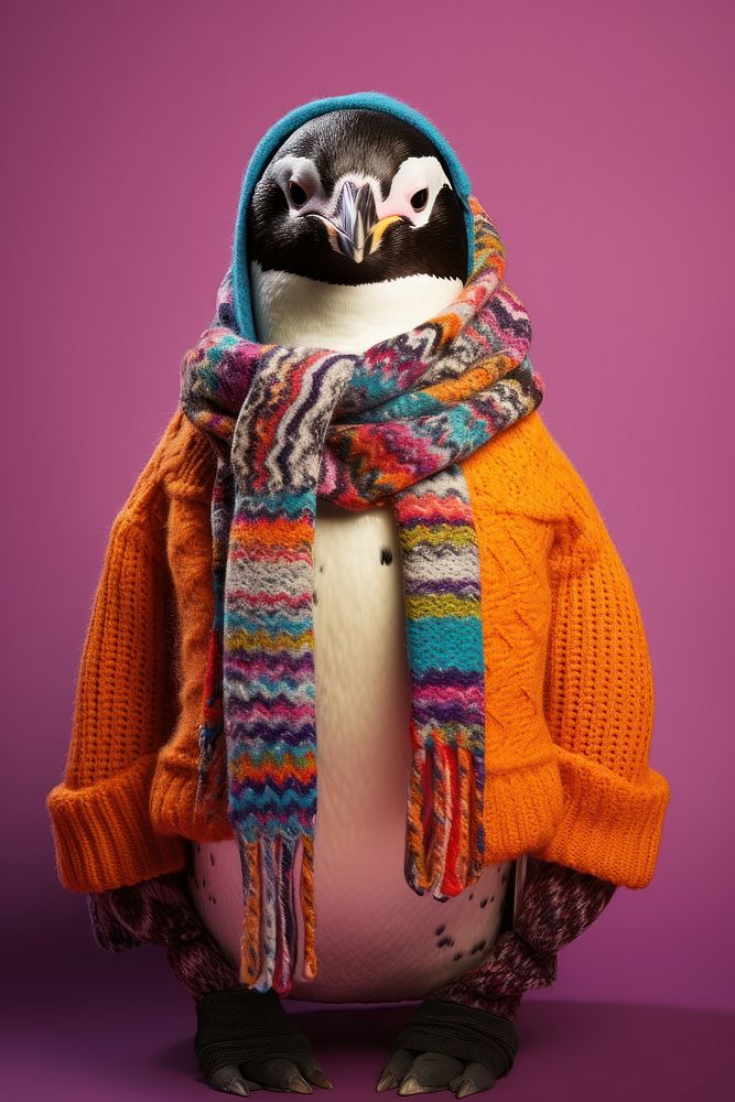 Sweater penguin portrait scarf. AI generated Image by rawpixel.