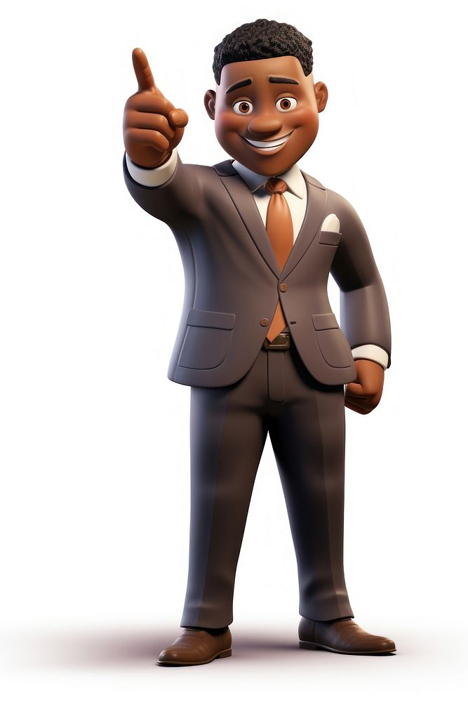 African american male leader cartoon suit hand. AI generated Image by rawpixel.