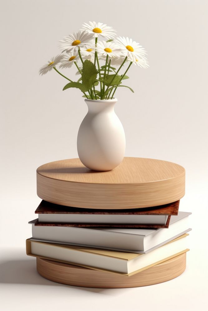 Flower table vase book. AI generated Image by rawpixel.