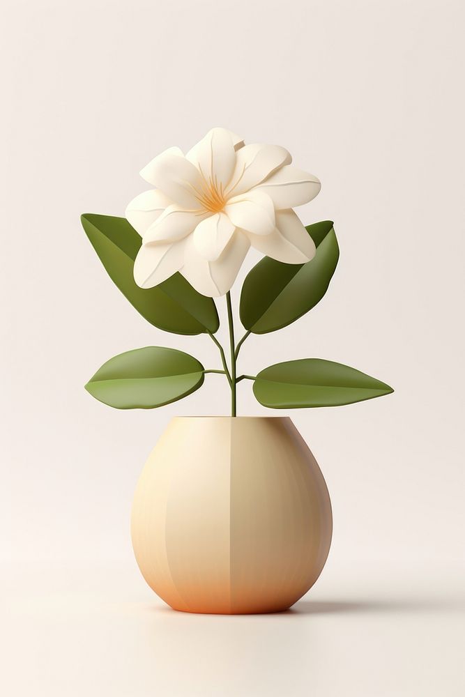 Flower plant vase white. AI generated Image by rawpixel.