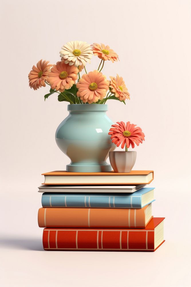 Flower vase book publication. AI generated Image by rawpixel.