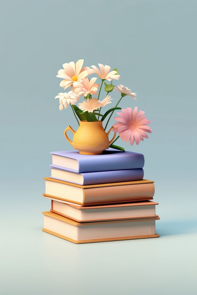Flower vase book publication. AI generated Image by rawpixel.
