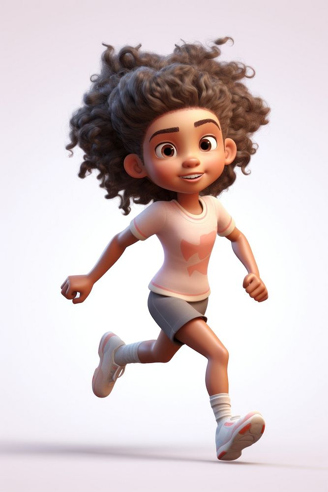 Female kid running cartoon toy determination. AI generated Image by rawpixel.