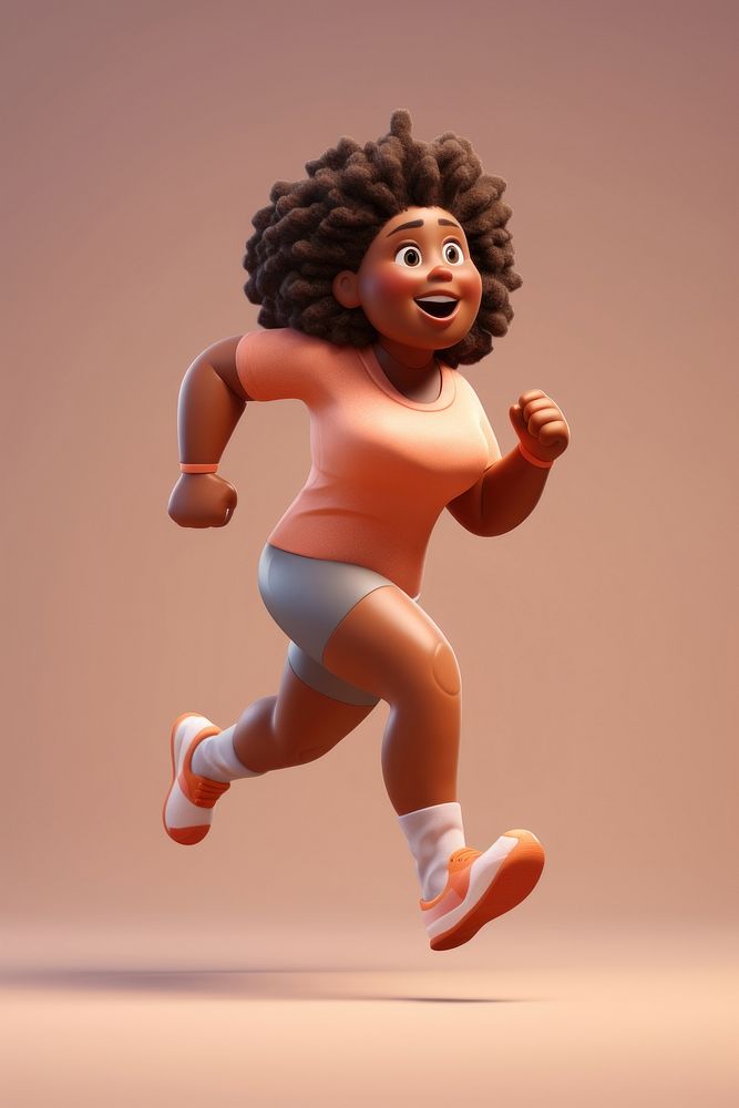 Black woman running cartoon representation accessories. AI generated Image by rawpixel.