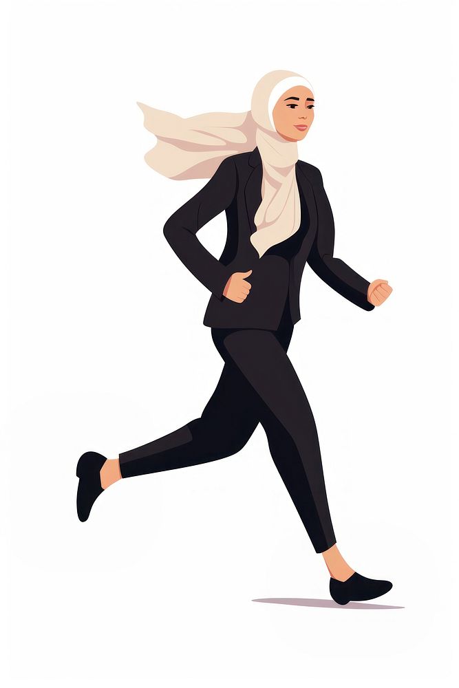Muslim businesswoman running adult white background exercising. AI generated Image by rawpixel.