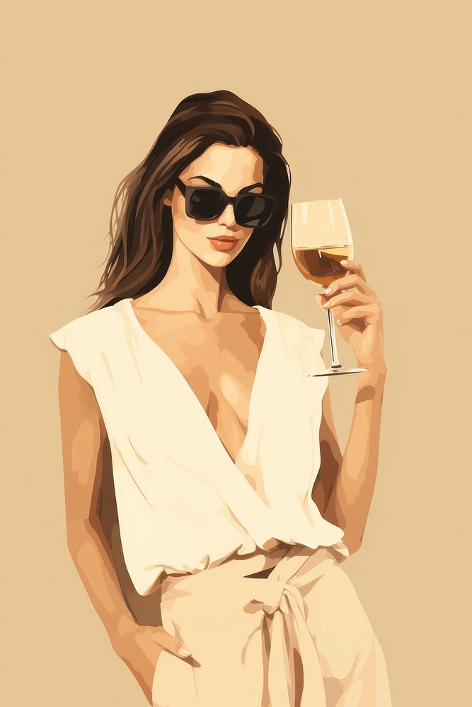 Portrait glass wine sunglasses. AI generated Image by rawpixel.