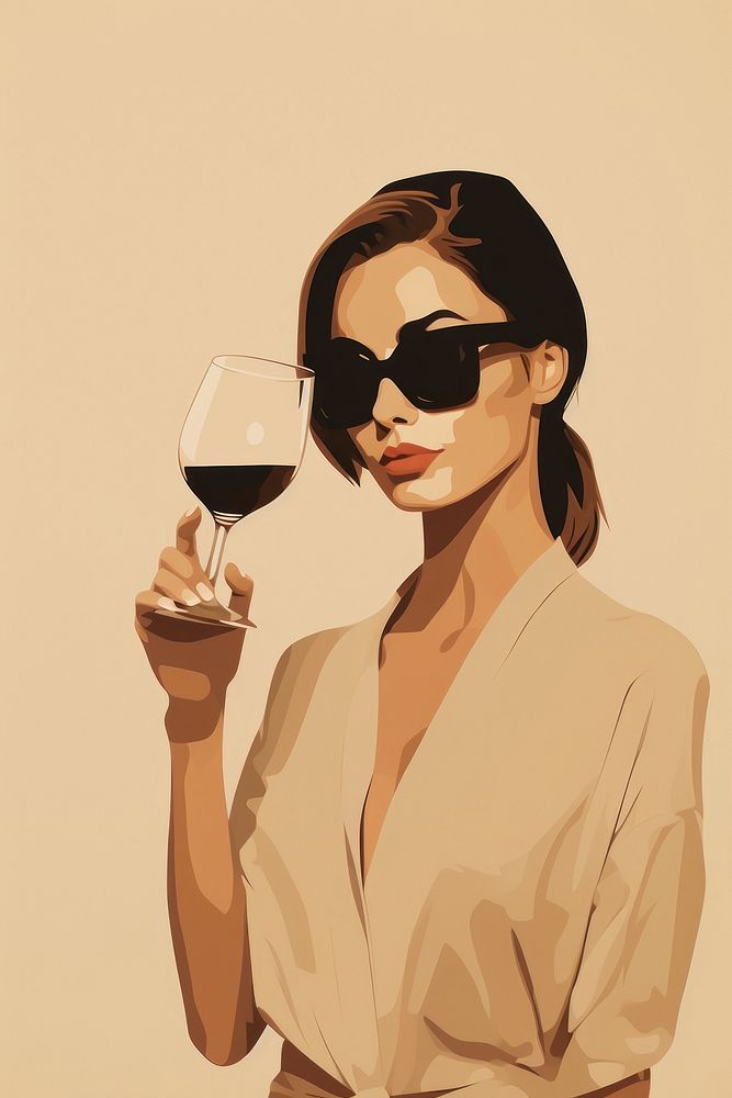 Portrait glass wine sunglasses. AI generated Image by rawpixel.