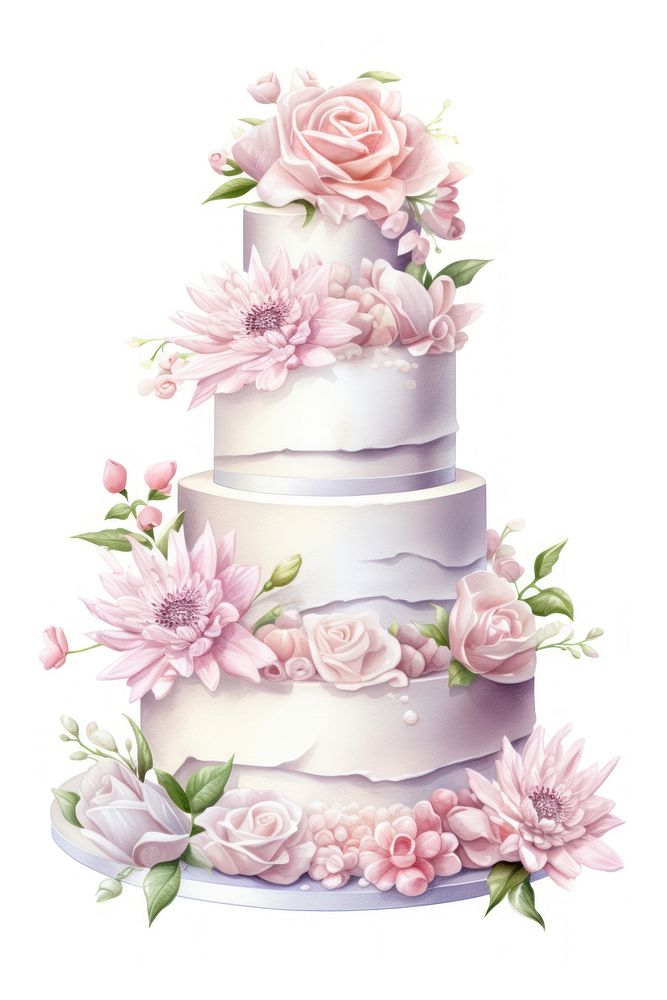 Wedding flower cake decoration. AI generated Image by rawpixel.